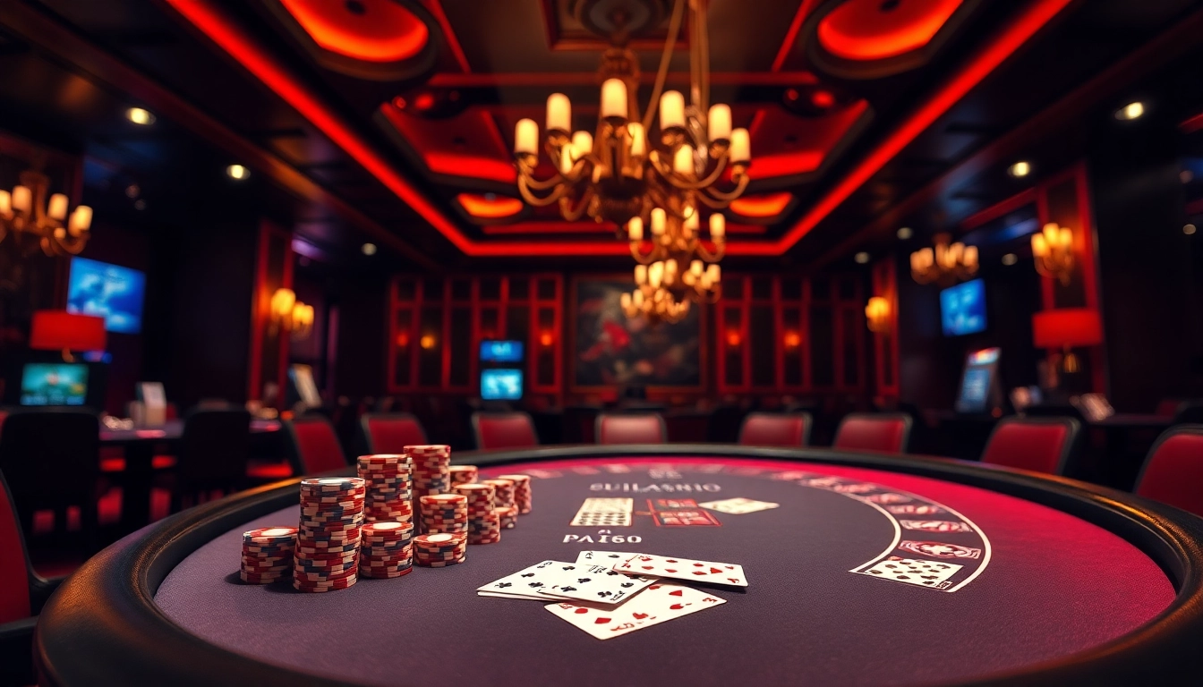 Jouer sur le meilleur site de casino en ligne avec une ambiance luxueuse et des cartes étalées.