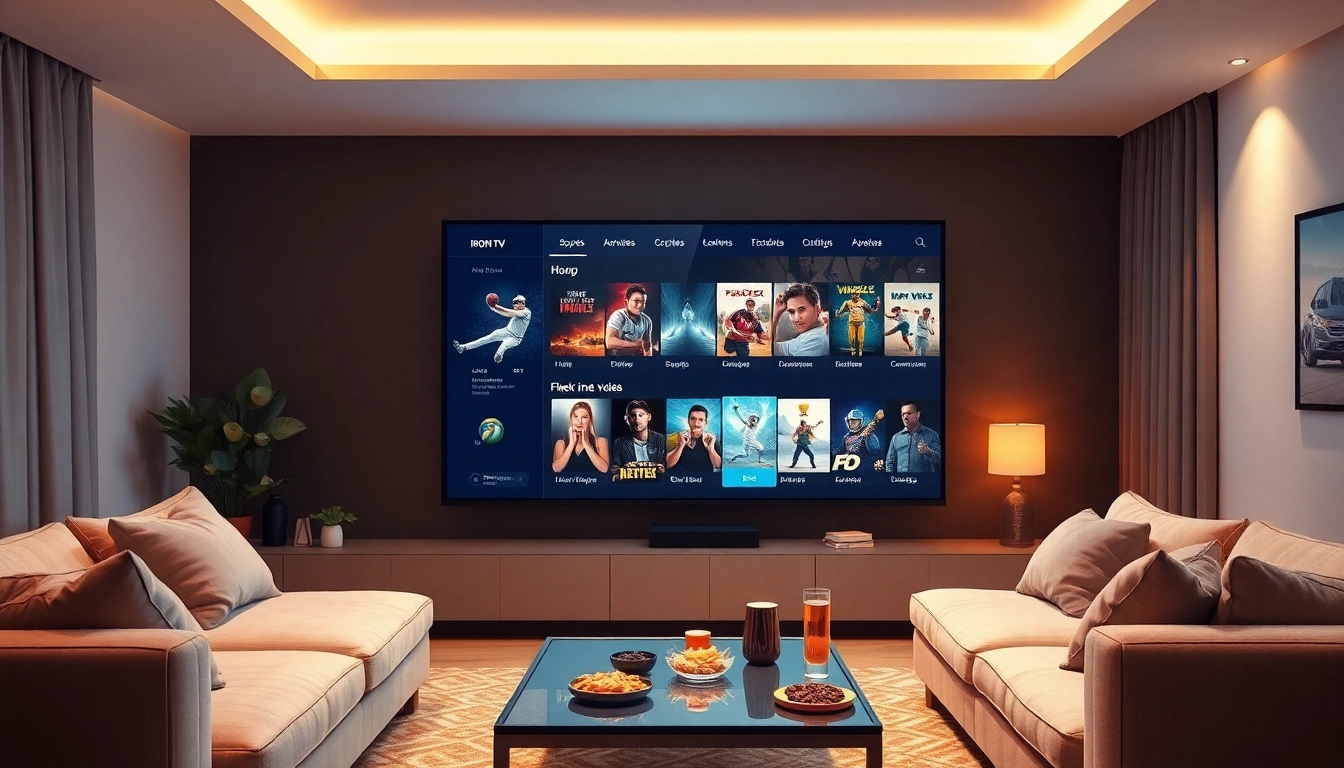 Enjoy seamless entertainment with Iron TV Pro showcasing live sports and movies.