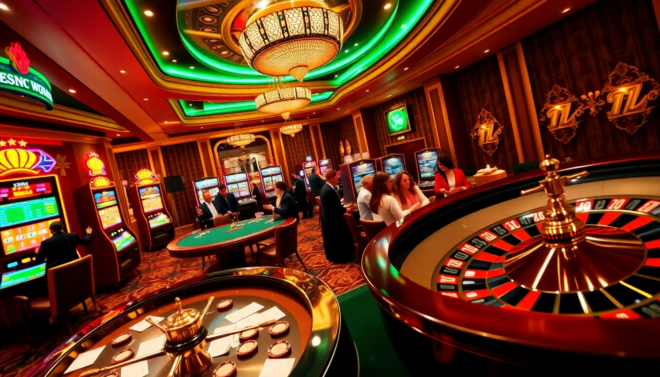 Players experiencing the excitement of casino gaming at 888NEW with vibrant tables and slot machines.